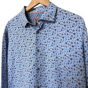 LUCHIANO VISCONTI BLACK Long Sleeve Button Shirt Multi-Color All Over Print XL